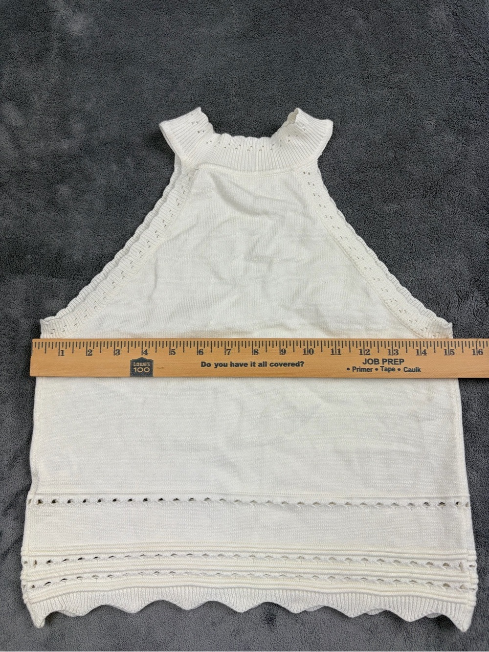 Scalloped Knit Halter Tank Top - White size M - Picture 10 of 10